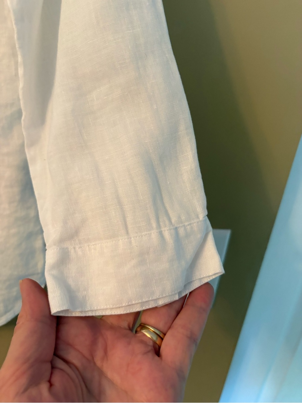 Contemporaire Simons White 100% Linen 3/4 Sleeve Button Down Shirt - Picture 9 of 14